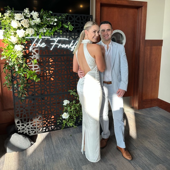 Meshki Claire Satin Drape Dress - Picture 3 of 5